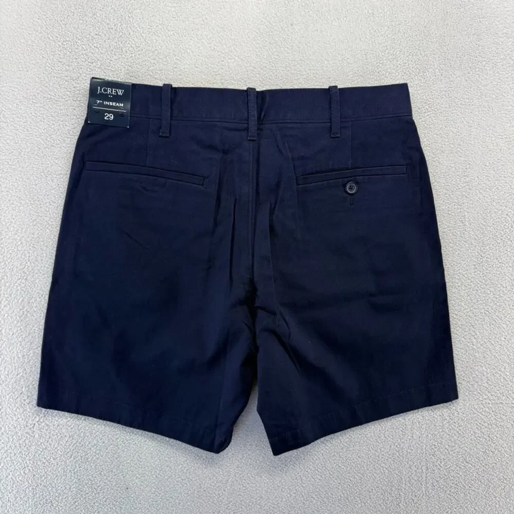 J Crew Shorts Men's 29 Blue Navy Chino Khaki Preppy Flat Front Solid 7 inch NEW